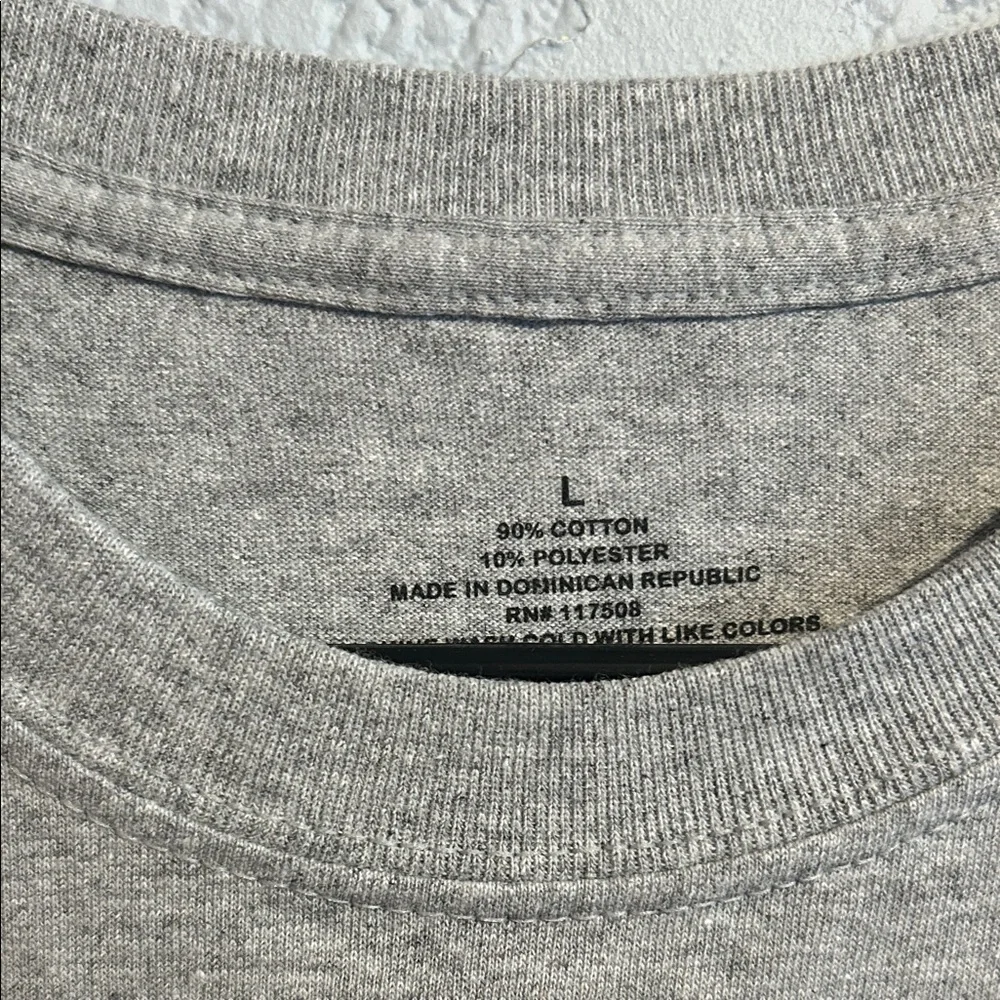 Gray Graphic T-Shirt with Red Text